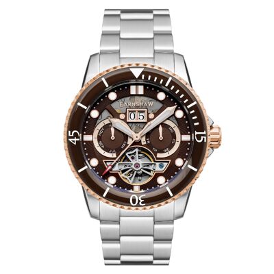 ES-8174-55 - Reloj Mecánico Automático Earnshaw para Hombre - Brazalete de Acero Inoxidable - 3 Manecillas con Día, Fecha y Mes