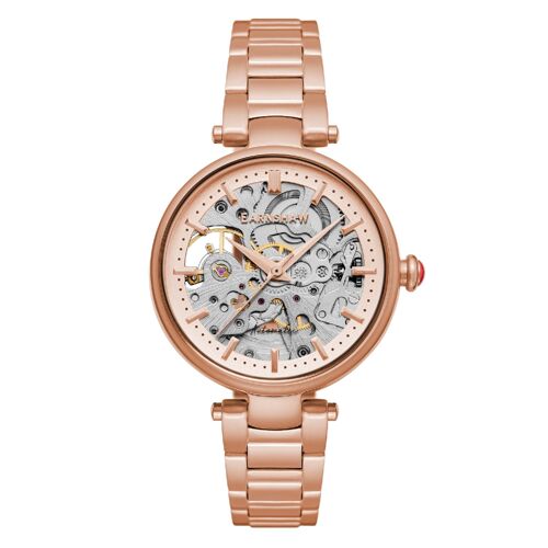 ES-8160-44 - Montre femme automatique squelette Earnshaw - Bracelet acier inoxydable - 3 aiguilles