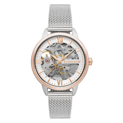 ES-8150-77 - Orologio da donna automatico Earnshaw Skeleton - Cinturino in rete - 3 lancette