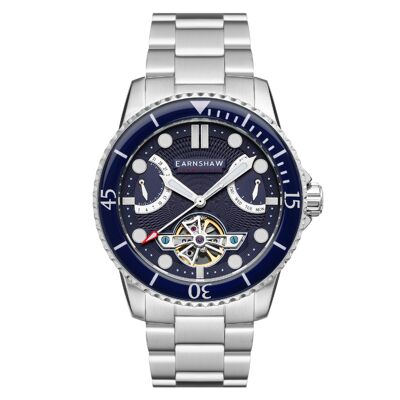 ES-8134-22 - Montre homme automatique Earnshaw - Bracelet acier inoxydable - Double rétrograde avec jours