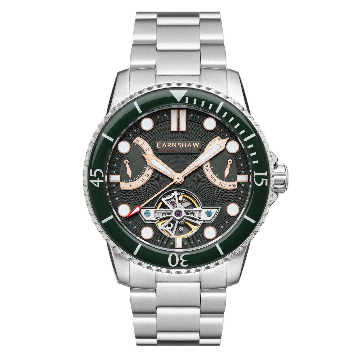 ES-8134-33 - Reloj Earnshaw Automático para Hombre - Brazalete de Acero Inoxidable - Doble Retrógrado con Días