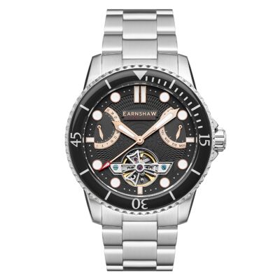 Earnshaw Automatic Men's Watch ES-8134-44 Stainless Steel Strap Double Retrograde with Days