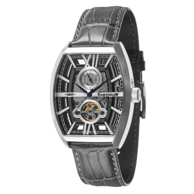 ES-8111-01 - Earnshaw skeleton automatic men's watch - Leather strap - 3 hands with 24h dial