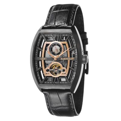 ES-8111-04 - Earnshaw skeleton automatic men's watch - Leather strap - 3 hands with 24h dial