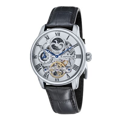 ES-8006-01 Earnshaw Automatic Skeleton Reloj Hombre Correa de Cuero Multifunción