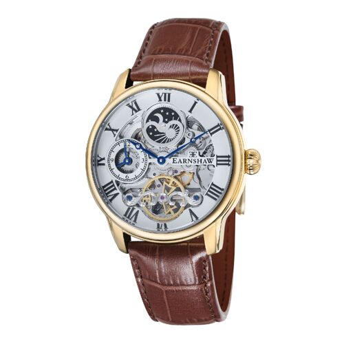 ES-8006-02 - Montre homme automatique squelette Earnshaw - Bracelet cuir - Multifonctions