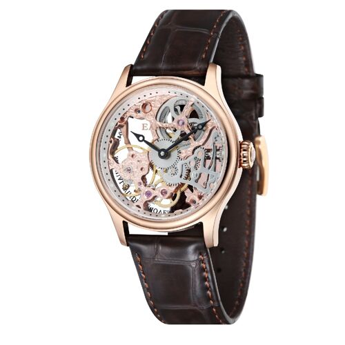 ES-8049-03 - Montre homme mécanique squelette Earnshaw - Bracelet cuir véritable