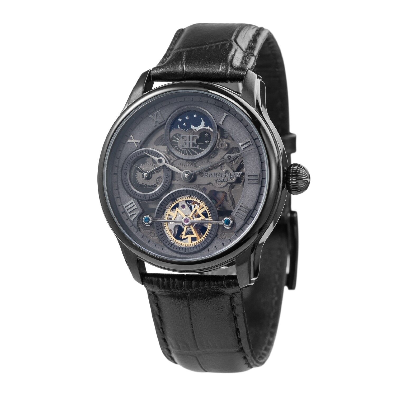 ES-8063-03 - Orologio da uomo automatico Earnshaw Skeleton - Cinturino in vera pelle