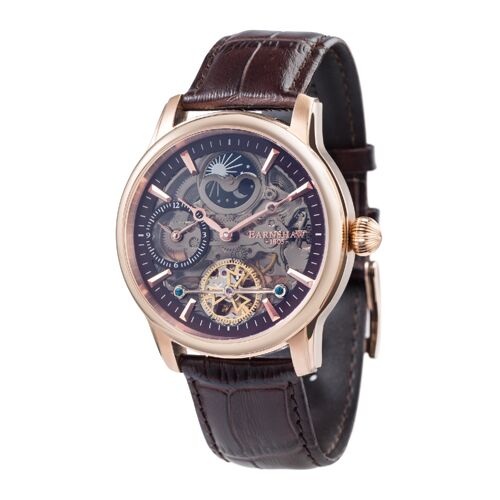 ES-8063-06 - Montre automatique squelette Earnshaw - Bracelet cuir véritable