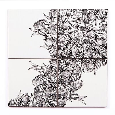 Ceramic decorative mural Fish 4 tiles