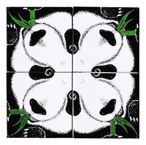 Mural decorativo cerámica Panda 4 azulejos