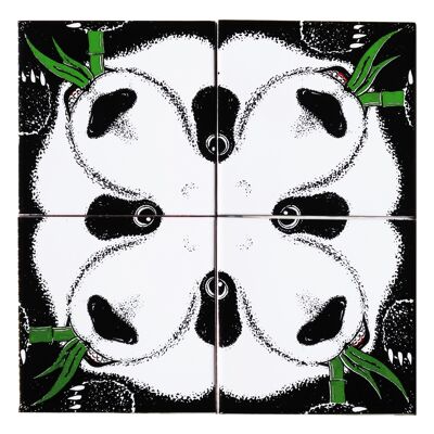 Keramisches dekoratives Wandbild Panda 4 Fliesen
