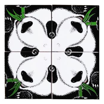 Céramique murale décorative Panda 4 carreaux 1