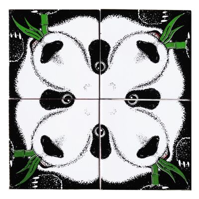 Murale decorativo in ceramica Panda 4 piastrelle