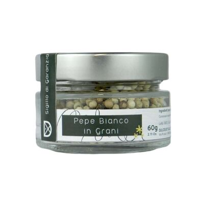 Poivre blanc en grains 60 gr Fabriqué en Italie