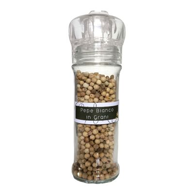 White pepper in grains with pepper mill 40 g Made in Italy