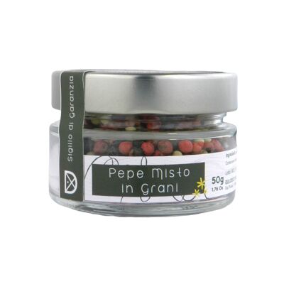 Mixed Pepper in grains (white, pink, black) 50 g Made in Italy