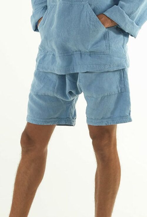 AMMOS linen short pants. GLACIER BLUE