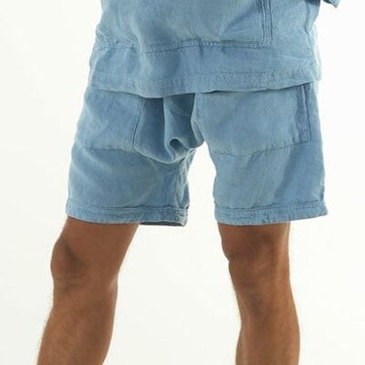 AMMOS linen short pants. GLACIER BLUE