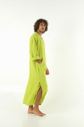 Caftan homme en lin CLASSICO VERT CITRON 1