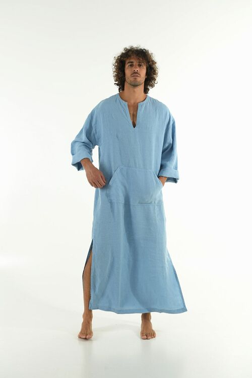 CLASSICO linen men's kaftan GLACIER BLUE