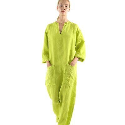 KYOTO Linen Jumpsuit LIME GREEN