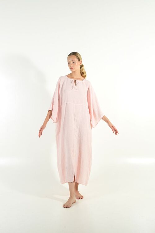 MYSTIQUE one size linen kaftan ROSE PINK