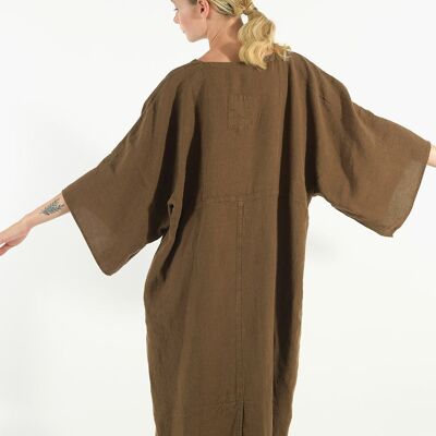 MYSTIQUE caftan en lin taille unique MARRON CACAO