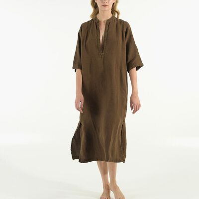 JASMINE linen dress COCOA BROWN