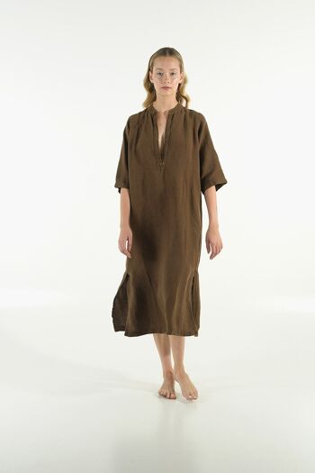 Robe en lin JASMINE MARRON CACAO 1