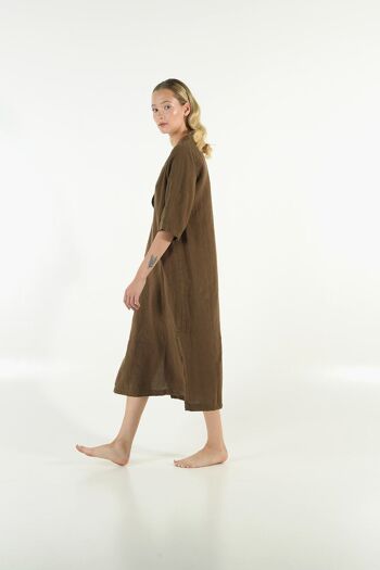 Robe en lin JASMINE MARRON CACAO 3