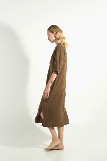 Robe en lin JASMINE MARRON CACAO 5