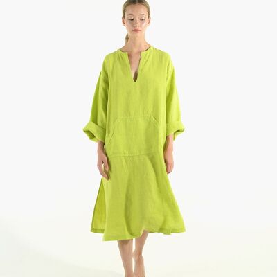 JEFF MIDI linen dress LIME GREEN