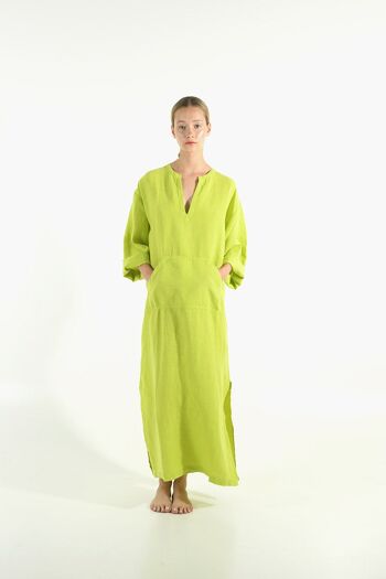 Caftan en lin JEFF VERT CITRON 2