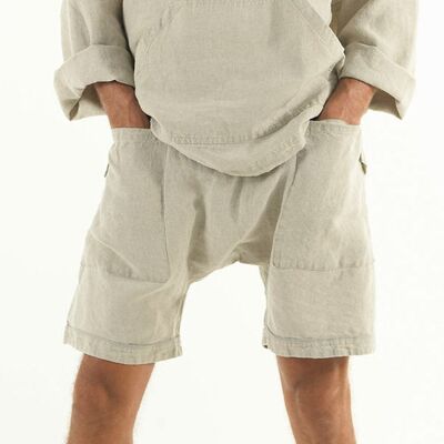 AMMOS linen short pants. NATURAL BEIGE