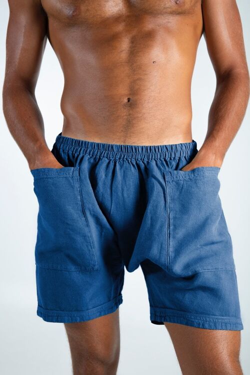 AMMOS linen short pants. BLUE