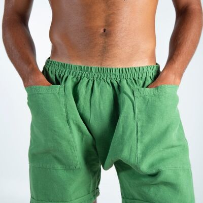 AMMOS linen short pants. ROMAN GREEN