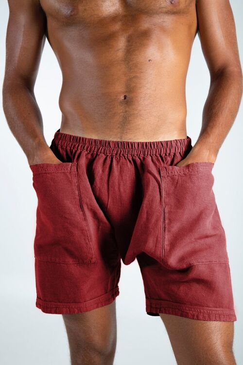 AMMOS linen short pants. ANCIENT RED