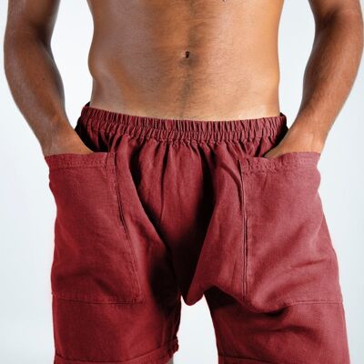 AMMOS linen short pants. ANCIENT RED