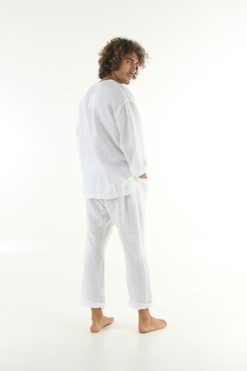 Pantalon en lin PETRA. BLANC BRILLANT 4