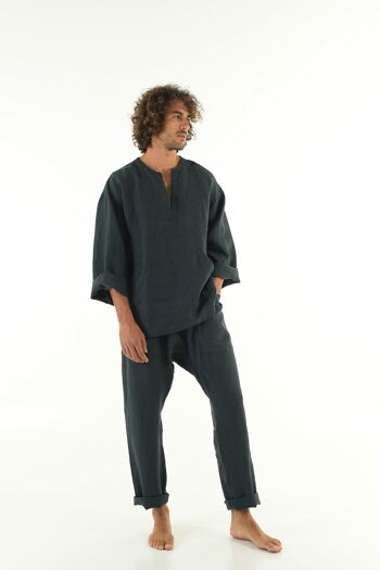 Pantalon en lin PETRA. NOIR ANTHRACITE 4