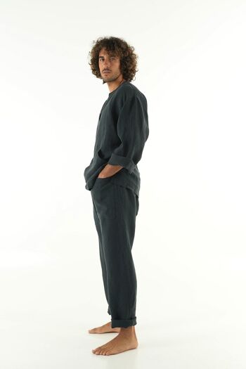 Pantalon en lin PETRA. NOIR ANTHRACITE 5