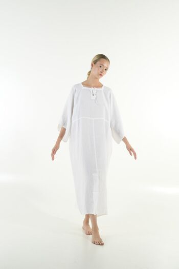 MYSTIQUE caftan lin taille unique BRIGHT WHITE 4