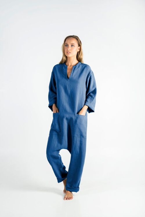 KYOTO Linen Jumpsuit BLUE