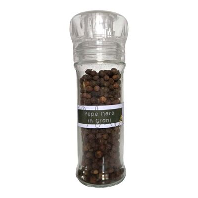 Black pepper in grains with pepper mill 40 gr Made in Italy