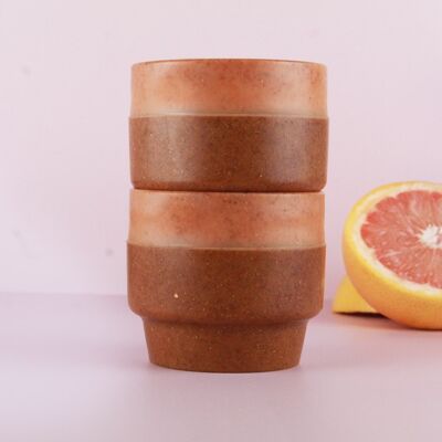 Tasse à café upcyclée DUO : Pamplemousse