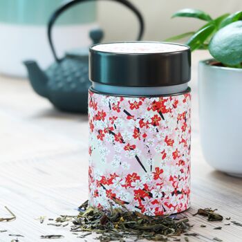 Spring flowers washi tea canister 3