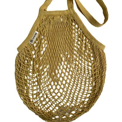 Long handled string bag vegetable dyes - Ochre