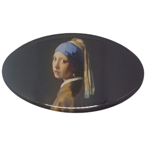 Hair clip 8 cm superior quality- oval- reproduction famous girl pearl earring from Johannes ,  made in France clipVermeer HAO 208