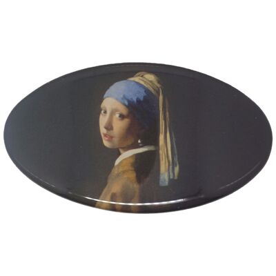 Haarspange 8 cm höchste Qualität- oval- Reproduktion berühmter Mädchenperlenohrring von Johannes , made in France clipVermeer HAO 208